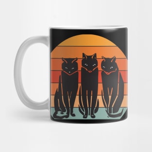 Three retro black cats Mug